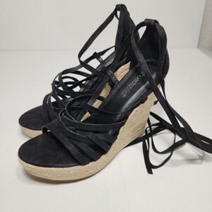 Shoe‎ Dazzle Mireia Womens Strappy Wedge Sandals Size 8 Black